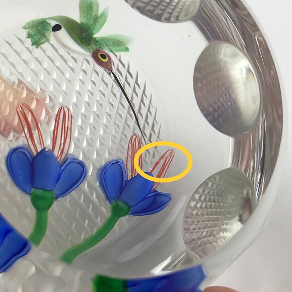 Perthshire 1987D Hummingbird Feeding from Blue Gentians Faceted Paperweight - Picture 12 of 14